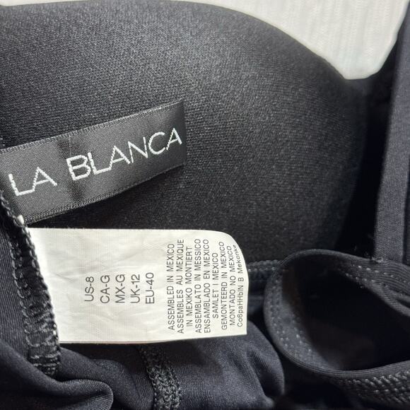 La Blanca Island Goddess Black Swimsuit Size 8 Front Wrap Ruched - Picture 5 of 5